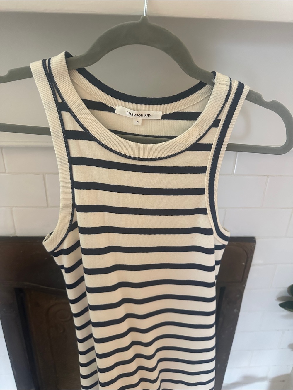 Emerson Fry Navy and Cream Striped Tank Dress
